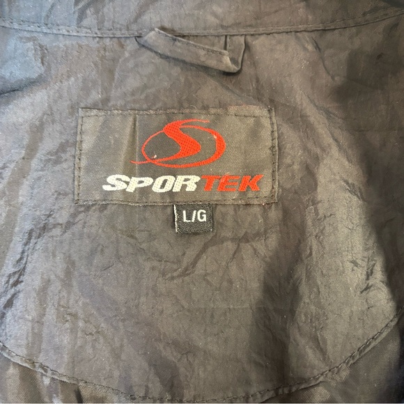 Vintage 90s Sportek Windbreaker Jacket Black Purple Nylon Colorblock L - Picture 4 of 5